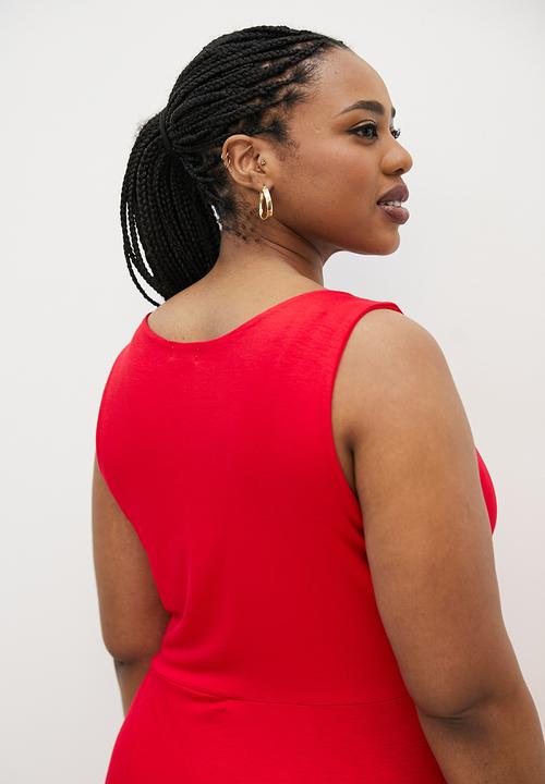 edit Plus - Fit and flare midi tank dress - red