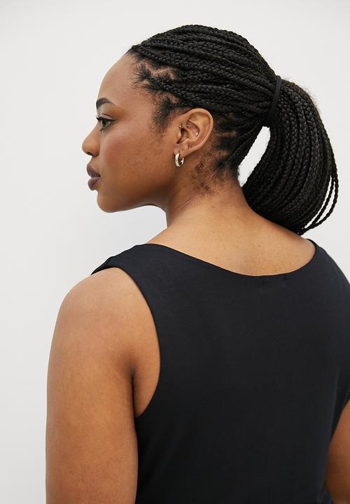 edit Plus - Fit and flare midi tank dress - black