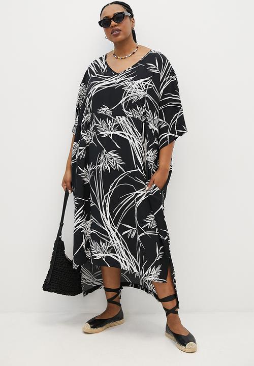 edit Plus - V-neck step hem maxi - black