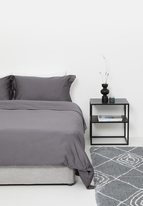 Sheraton Textiles - 400tc Egyptian Cotton straight stitch duvet cover set - charcoal 