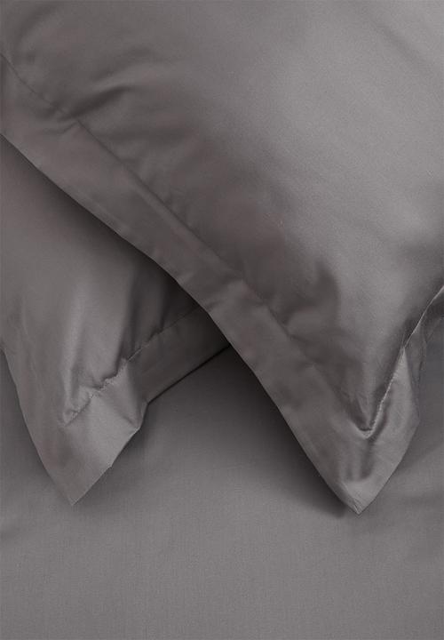 Sheraton Textiles - 400tc Egyptian Cotton straight stitch duvet cover set - charcoal 