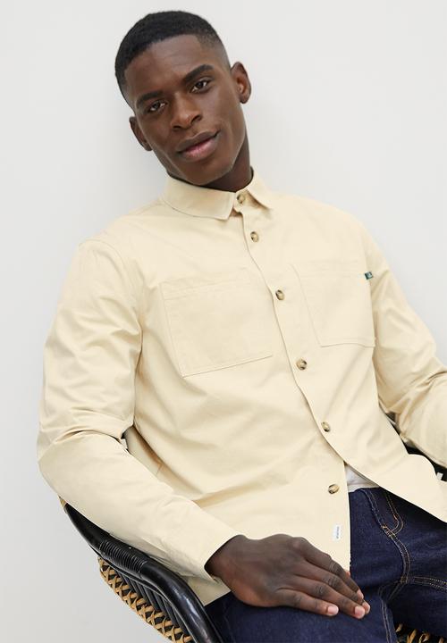 Lark & Crosse - Regular fit cotton twill shirt - stone