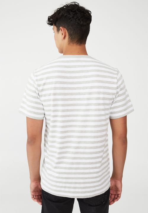 Cotton On - Organic stripe t-shirt - grey marle 50 50 stripe