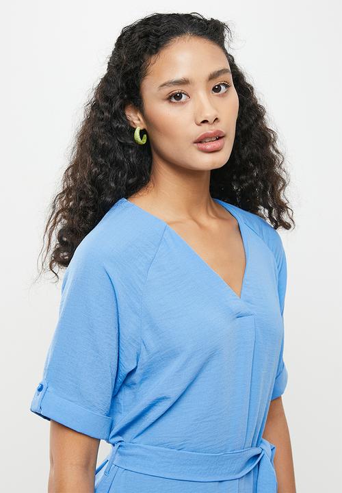 Jacqueline de Yong - Divya short sleeve dress - azure blue