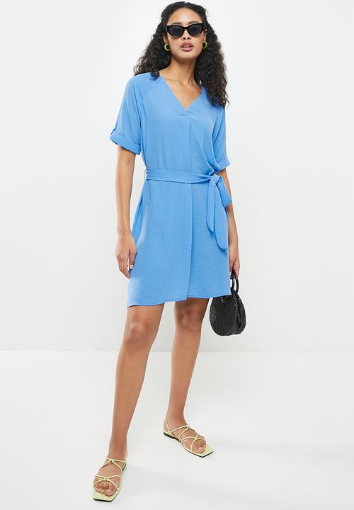 Jacqueline de Yong - Divya short sleeve dress - azure blue