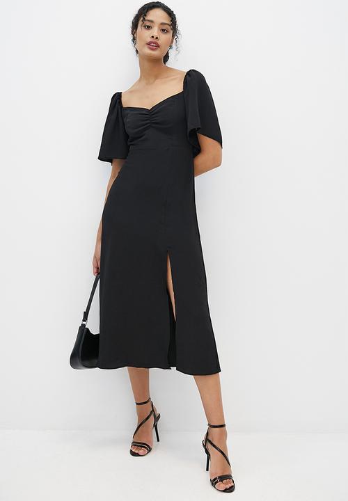 MILLA - Flutter sleeve midi dress - black