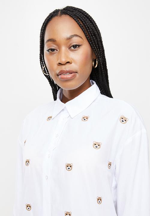 Trendyol - Embroidery detailed long back woven shirt - white