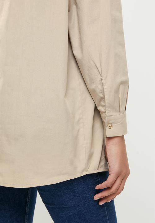 Jacqueline de Yong - Molly solid oversize shirt  - simply taupe