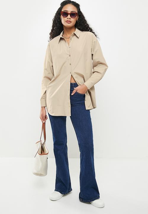 Jacqueline de Yong - Molly solid oversize shirt  - simply taupe