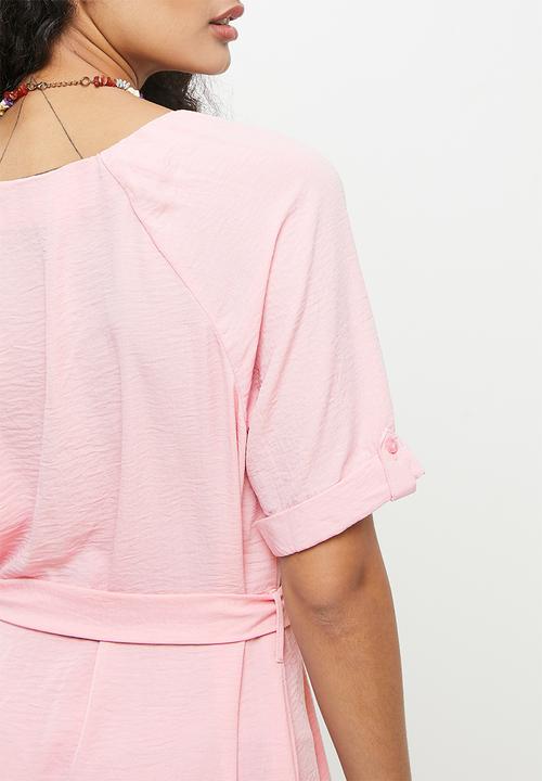 Jacqueline de Yong - Divya short sleeve dress - bleached mauve