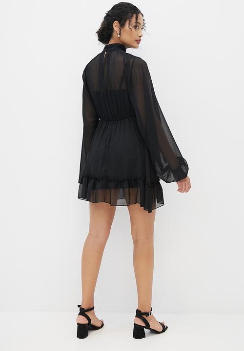 MILLA - Balloon sleeve dress - black