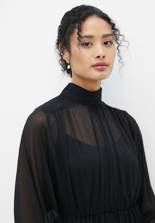 MILLA - Balloon sleeve dress - black