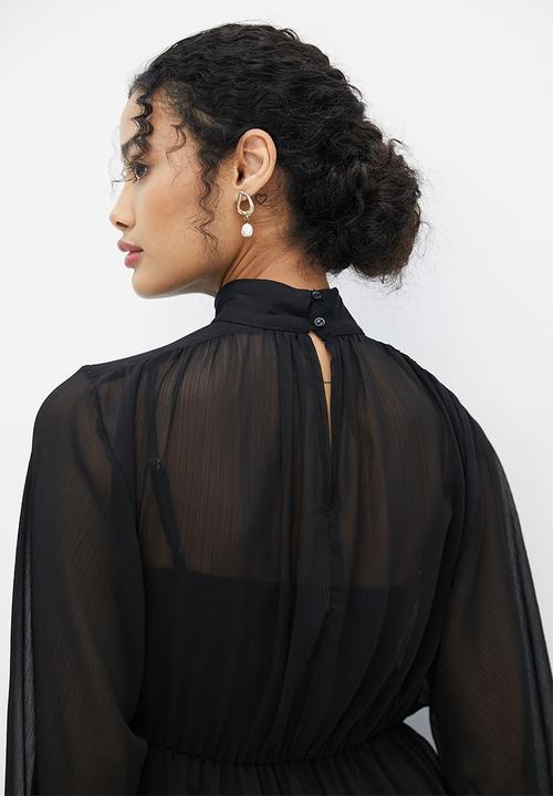 MILLA - Balloon sleeve dress - black