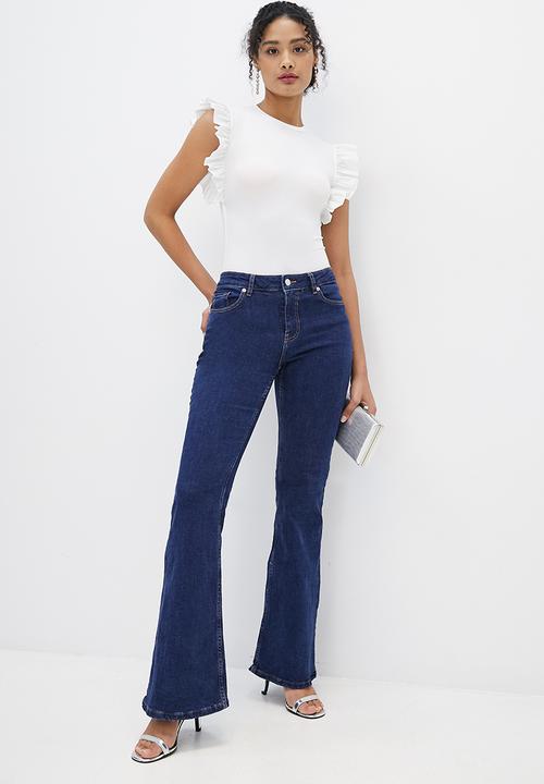 MILLA - Combo ruffle rib bodysuit - ivory