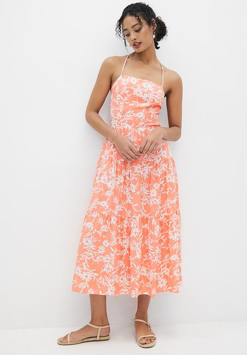 MILLA - Strappy tiered midi dress - canyon clay