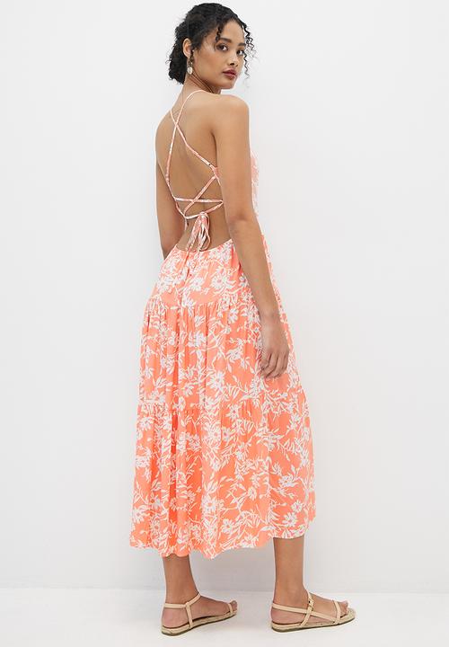 MILLA - Strappy tiered midi dress - canyon clay
