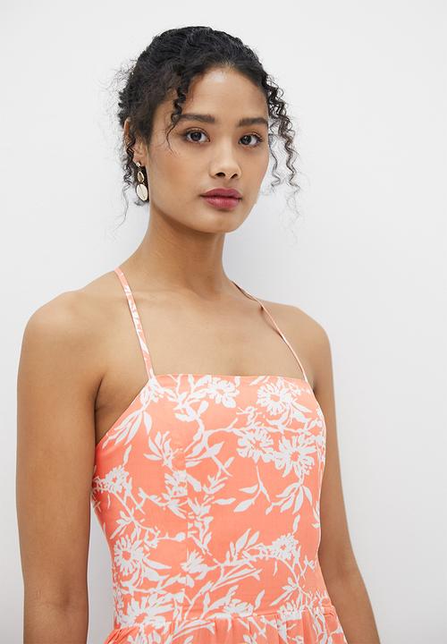 MILLA - Strappy tiered midi dress - canyon clay