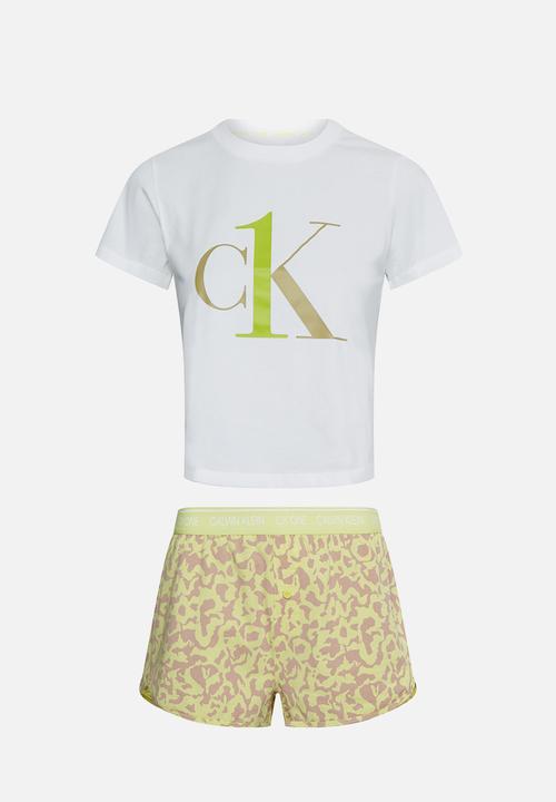 Calvin Klein - Ck one pj set - white/cyber green 