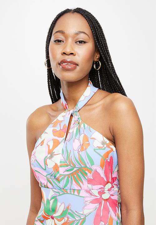 Trendyol - Halter neck floral print mini dress - multi 