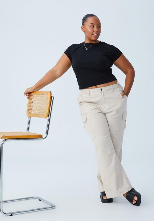 Cotton On - Curve amber raglan short sleeve tee - black