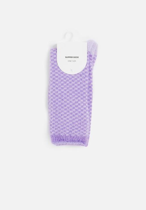 Cotton On - Fluffy sleep sock - thistle 