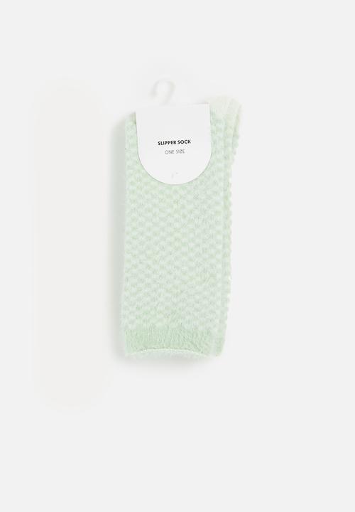 Cotton On - Fluffy sleep sock - pistachio 