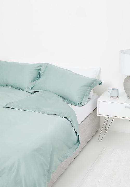 Sheraton Textiles - 400tc Egyptian Cotton straight stitch duvet cover set - duck egg 