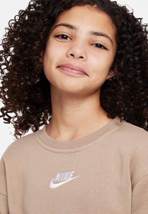 Nike - G nsw club flc bf crew lbr - khaki & white