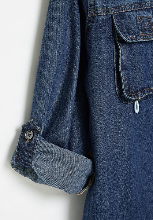 GUESS - Kids denim adjustable long sleeve shirt - blue