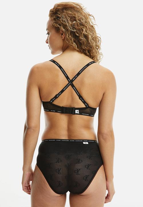 Calvin Klein - High waist bikini one logo mesh - black
