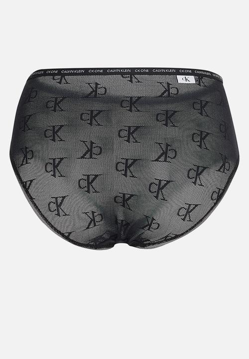 Calvin Klein - High waist bikini one logo mesh - black