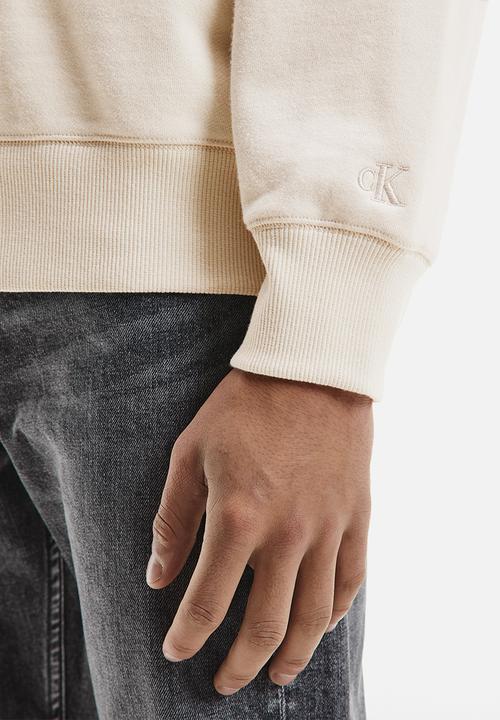 Calvin Klein - Two tone monogram crew neck - eggshell