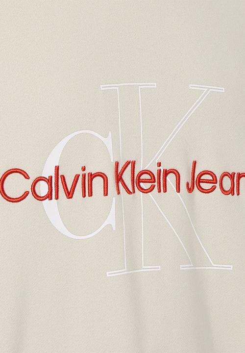 Calvin Klein - Two tone monogram crew neck - eggshell