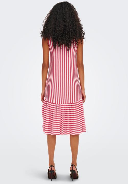 ONLY - Fiona sleeveless dress - geranium/cloud dancer stripes