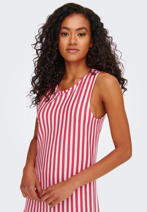 ONLY - Fiona sleeveless dress - geranium/cloud dancer stripes