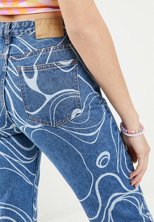 Cotton On - 90s straight leg jean - blue swirl