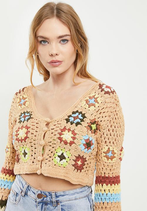 Cotton On - Crochet multi cardi - retro brown 