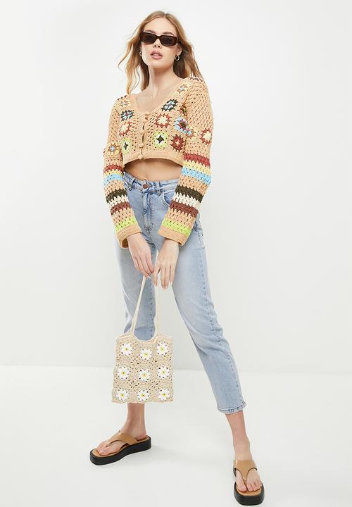 Cotton On - Crochet multi cardi - retro brown 