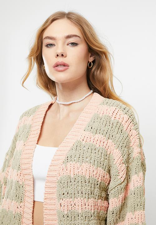 Cotton On - Bump friendly bobbly chunky cardi - washed sand & pale pink