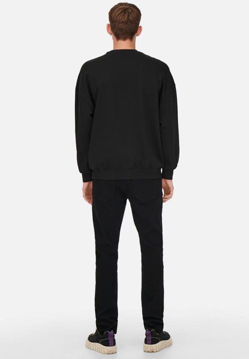 Only & Sons - Onsmtv vintage fit crew neck sweat - black