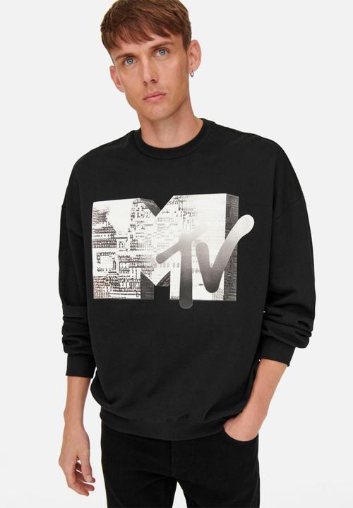 Only & Sons - Onsmtv vintage fit crew neck sweat - black
