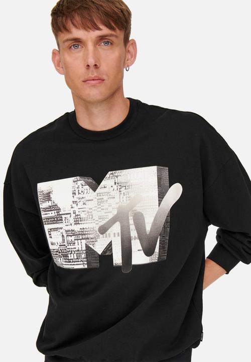 Only & Sons - Onsmtv vintage fit crew neck sweat - black