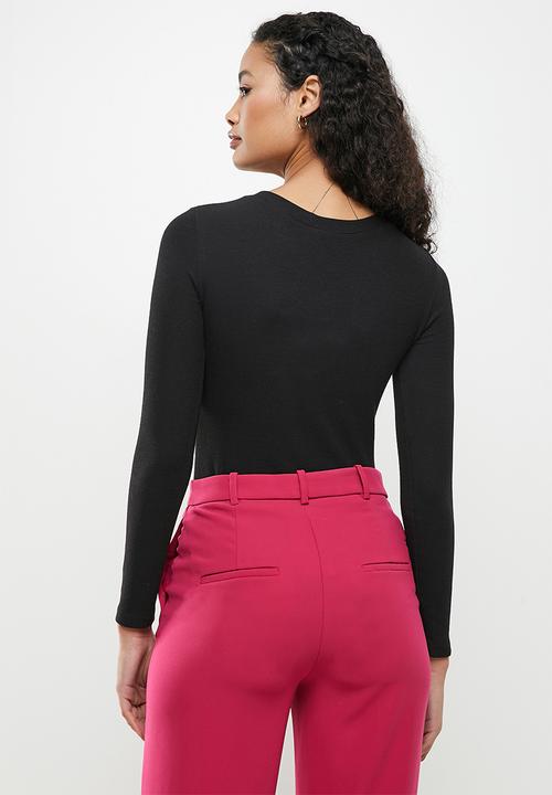 Me&B - Ribbed long sleeve bodysuit - black