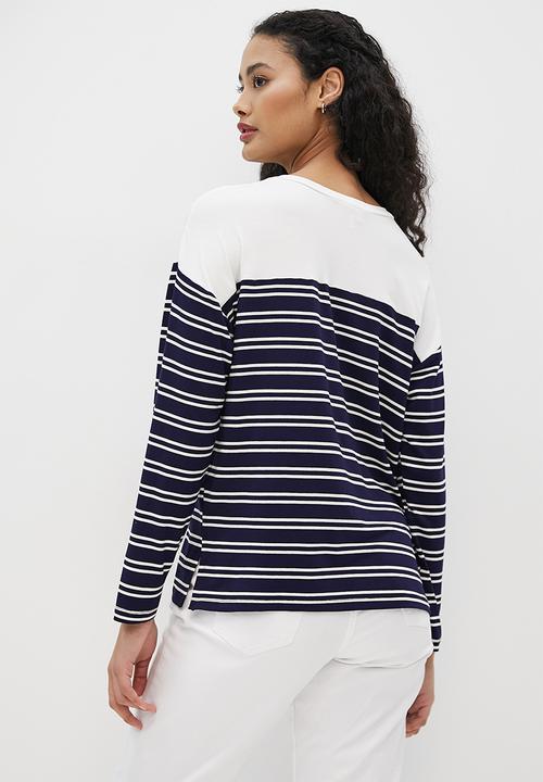 edit - Bretton stripe boxy tee - milk & navy