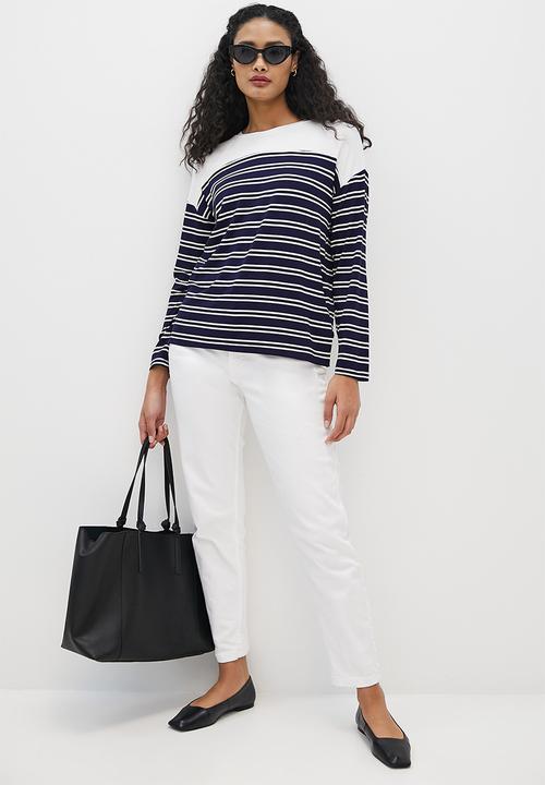 edit - Bretton stripe boxy tee - milk & navy