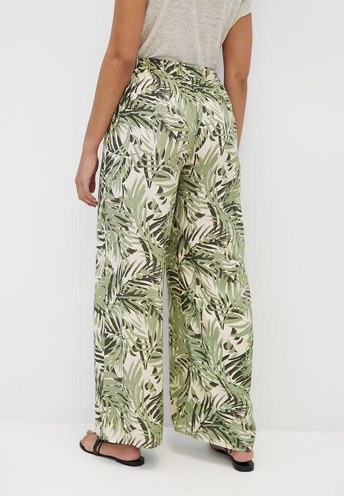 edit - Printed high-waist pallazzo - green
