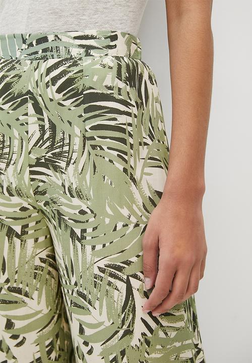 edit - Printed high-waist pallazzo - green