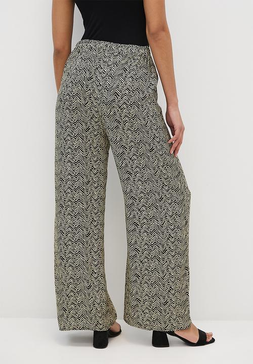 edit - Printed high-waist pallazzo - neutral & black