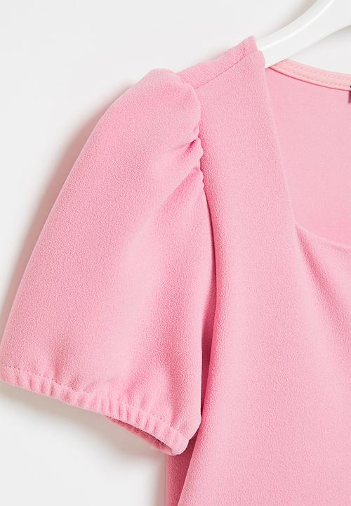 SISSY BOY - Tiered dress with puff short sleeve - pink