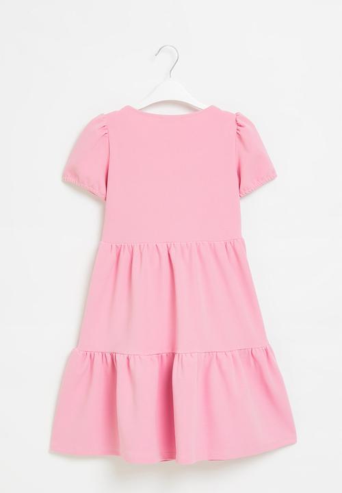SISSY BOY - Tiered dress with puff short sleeve - pink